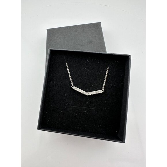 Chevron Illusion Set Diamond Bar Necklace - Picture 10 of 10
